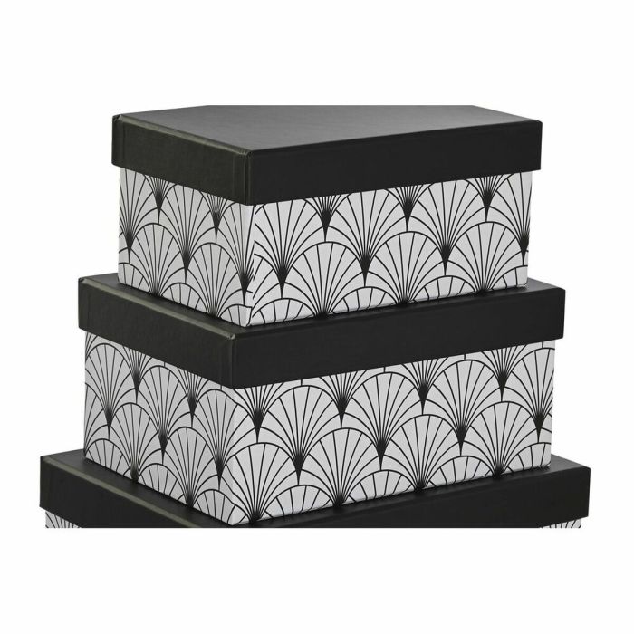 Set de Cajas Organizadoras Apilables DKD Home Decor Negro Blanco Cartón 1