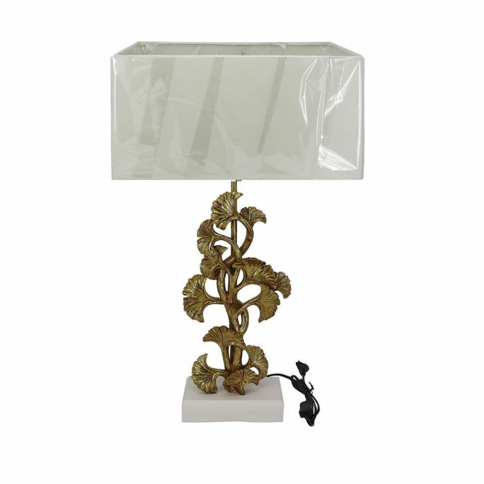 Lámpara de mesa DKD Home Decor Dorado Poliéster Blanco Resina (38 x 20 x 59,5 cm)