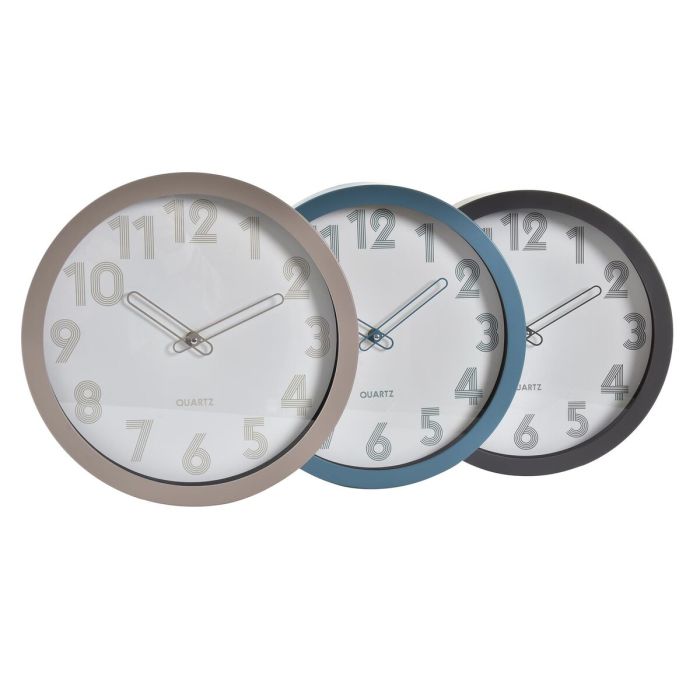 Reloj de Pared DKD Home Decor Beige Gris Turquesa PVC Cristal 3 Piezas 30 x 4,3 x 30 cm 2