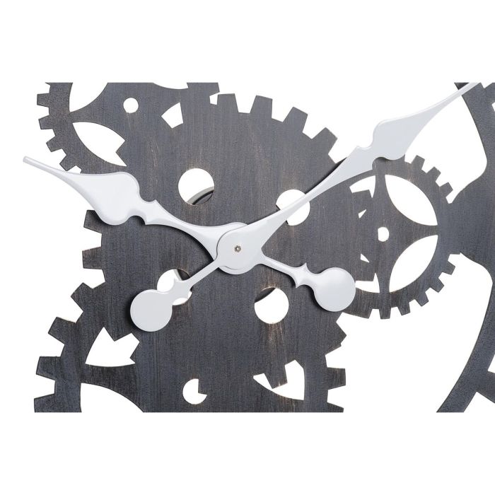 Reloj de Pared DKD Home Decor Negro Natural Hierro Plástico Madera MDF Engranajes 76 x 4,5 x 76 cm (2 Unidades) 2