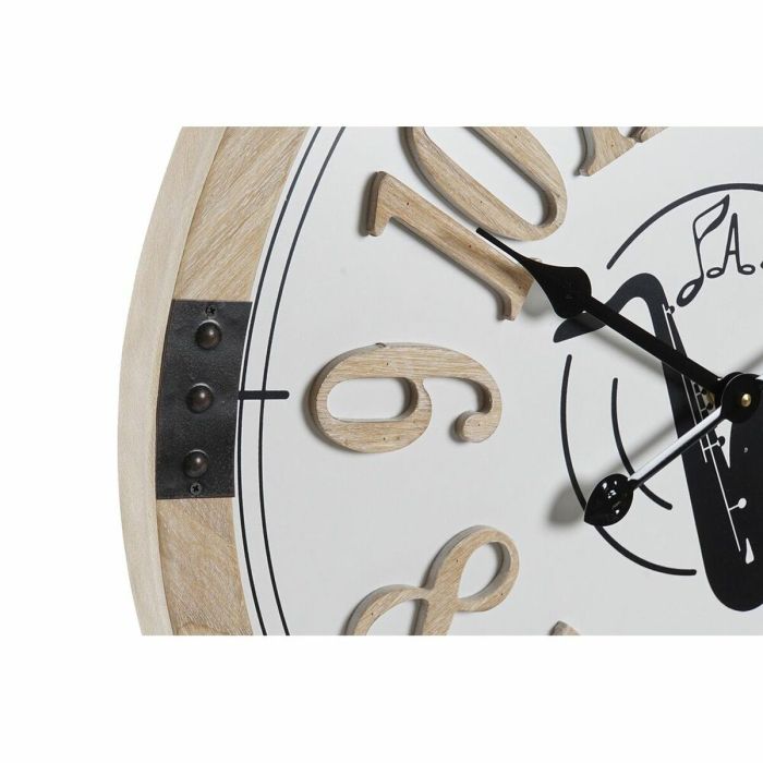 Reloj de Pared DKD Home Decor Negro Blanco Vintage Musical 60 x 4,5 x 60 cm Madera MDF (2 Unidades) 1