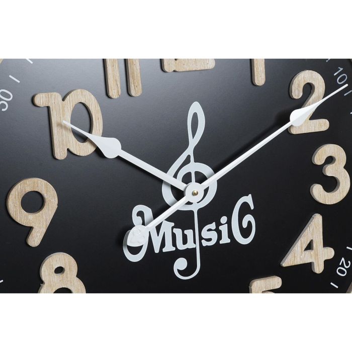 Reloj de Pared DKD Home Decor Negro Blanco Vintage Musical 60 x 4,5 x 60 cm Madera MDF (2 Unidades) 2