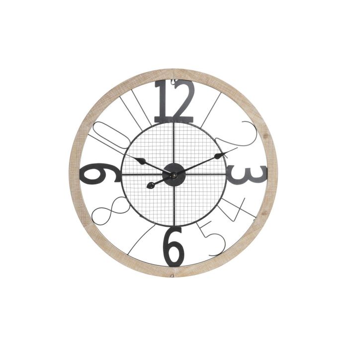 Reloj de Pared DKD Home Decor Natural Negro MDF Hierro (70 x 4 x 70 cm)