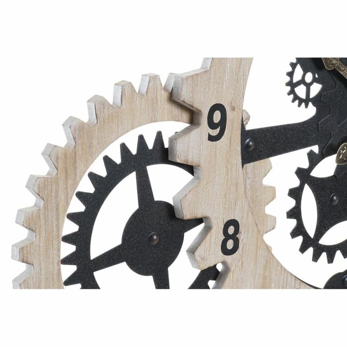 Reloj de Pared DKD Home Decor Natural Negro MDF Engranajes (70 x 4 x 45 cm) 1