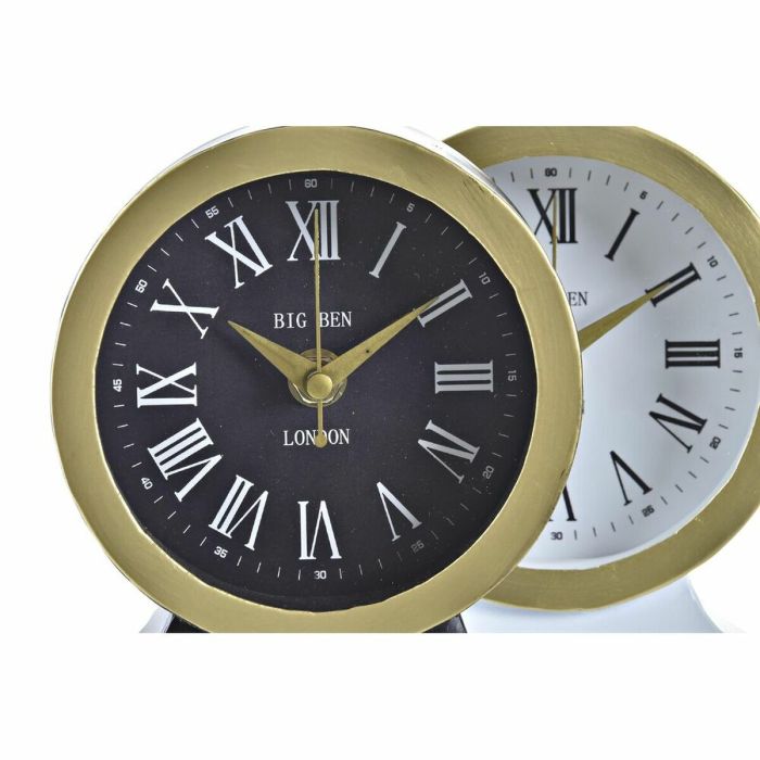 Reloj de Mesa DKD Home Decor Cristal Negro Blanco Hierro (12 x 6 x 13 cm) (2 Unidades) 2