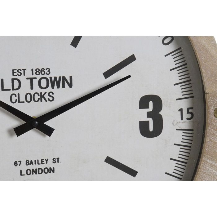 Reloj de Pared DKD Home Decor Natural MDF Blanco Hierro (52 x 5 x 60 cm) 2