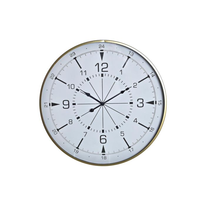 Reloj de Pared DKD Home Decor Cristal Dorado Metal Blanco Brújula (60 x 3 x 60 cm)