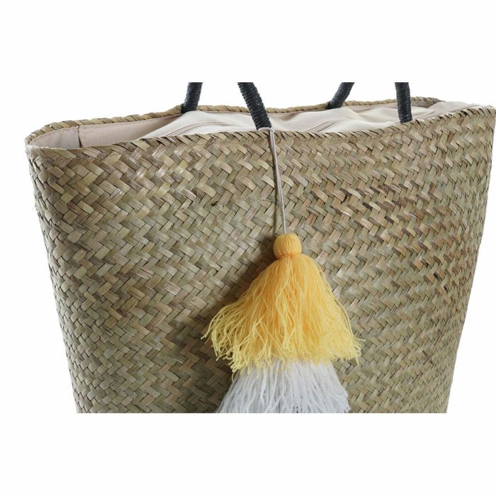 Bolsa de Playa DKD Home Decor Naranja Natural Azul marino Fibra 49 x 18 x 37 cm (2 Unidades) 3