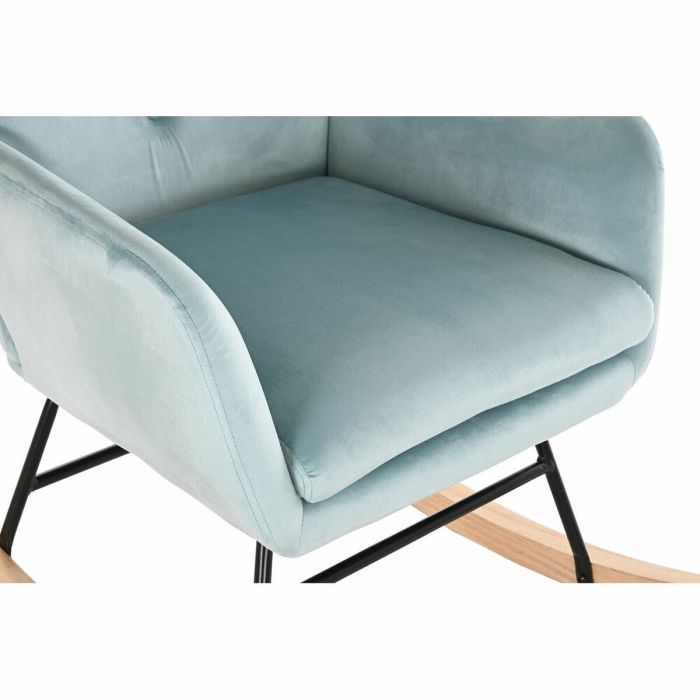 Mecedora DKD Home Decor 68 x 90 x 92 cm Natural Negro Metal Azul cielo