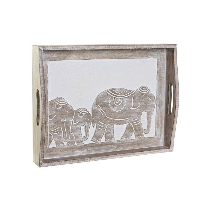 Bandeja de Aperitivos DKD Home Decor Tallado 40,5 x 30,5 x 7 cm Elefante Marrón Indio 2