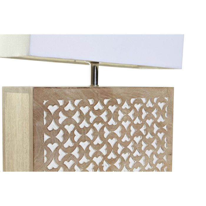 Lámpara de mesa DKD Home Decor Marrón Poliéster Blanco Madera de mango 50 W (33 x 12 x 41 cm) 1