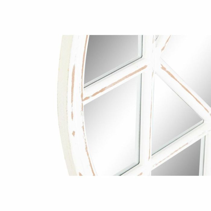 Espejo de pared DKD Home Decor 76 x 2 x 76 cm Cristal Blanco Romántico Madera MDF Ventana Decapé 1