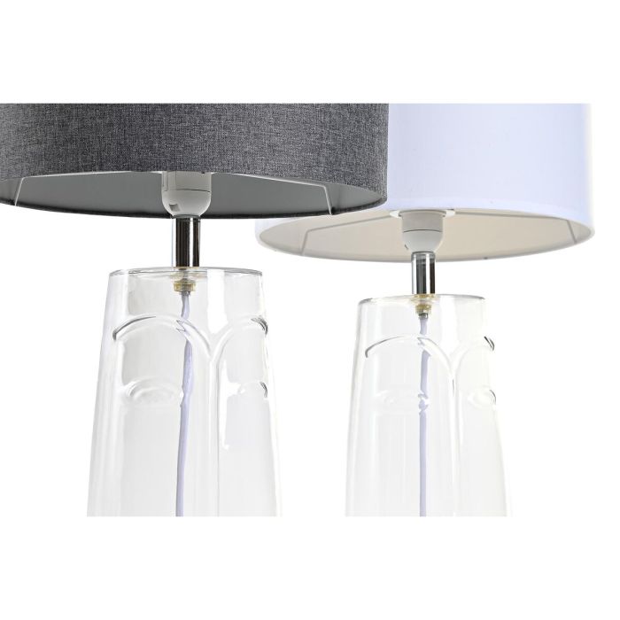 Lámpara de mesa DKD Home Decor Cara Transparente Blanco Gris claro Moderno (2 Unidades) (30 x 30 x 54 cm) 3