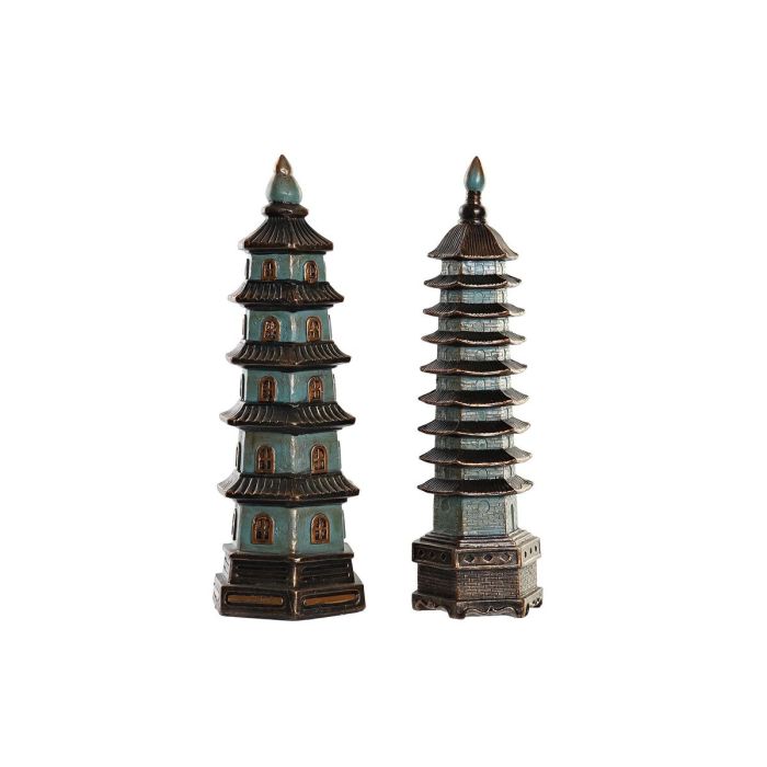 Figura Oriental DKD Home Decor Turquesa 17 x 50 x 15 cm (2 Unidades)