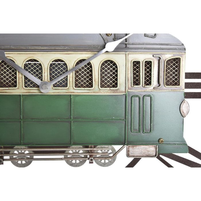 Reloj de Pared DKD Home Decor 49,5 x 3,5 x 48 cm Metal Verde Amarillo Vintage Tren (2 Unidades) 1