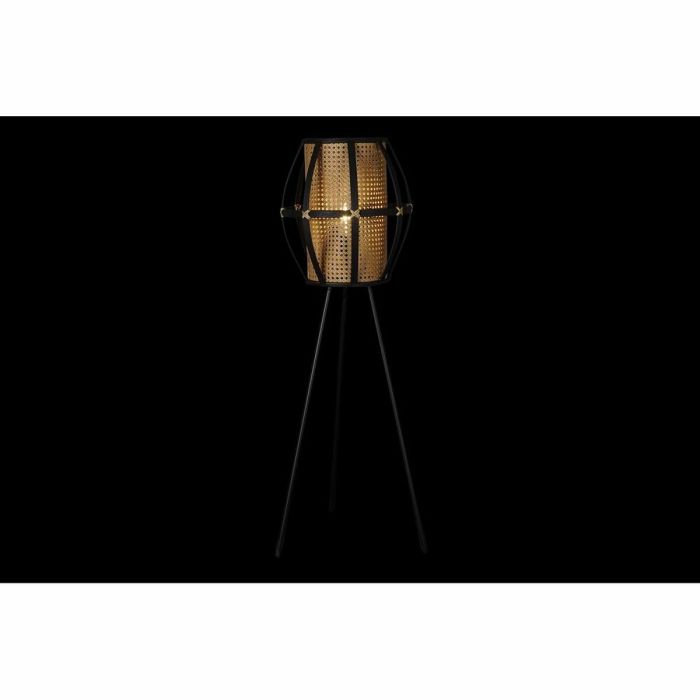 Lámpara de Pie DKD Home Decor Negro Metal Marrón Ratán Bambú (38 x 38 x 119 cm) 1
