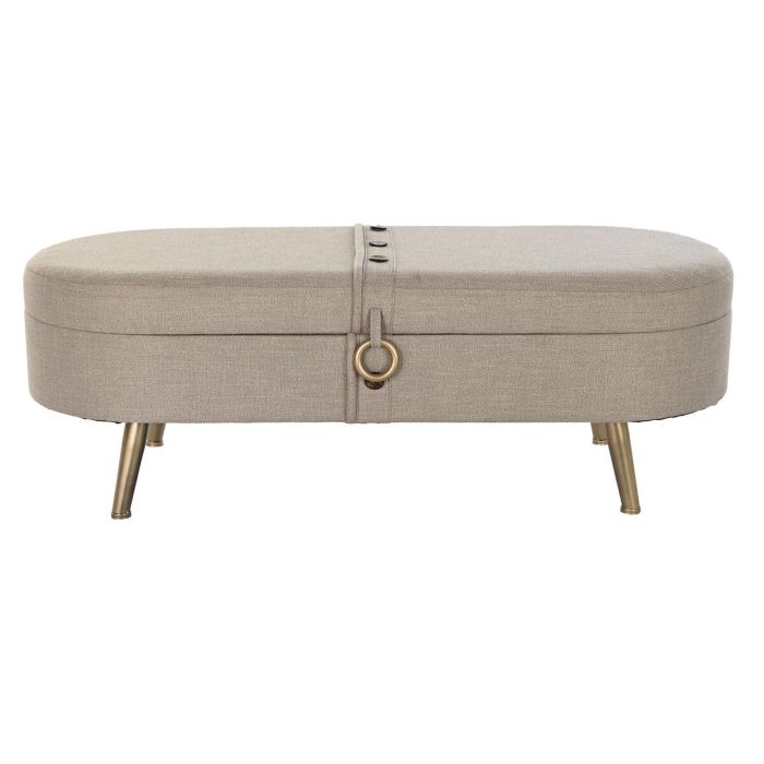 Banco baúl DKD Home Decor 114 x 44 x 40 cm Beige Metal 1