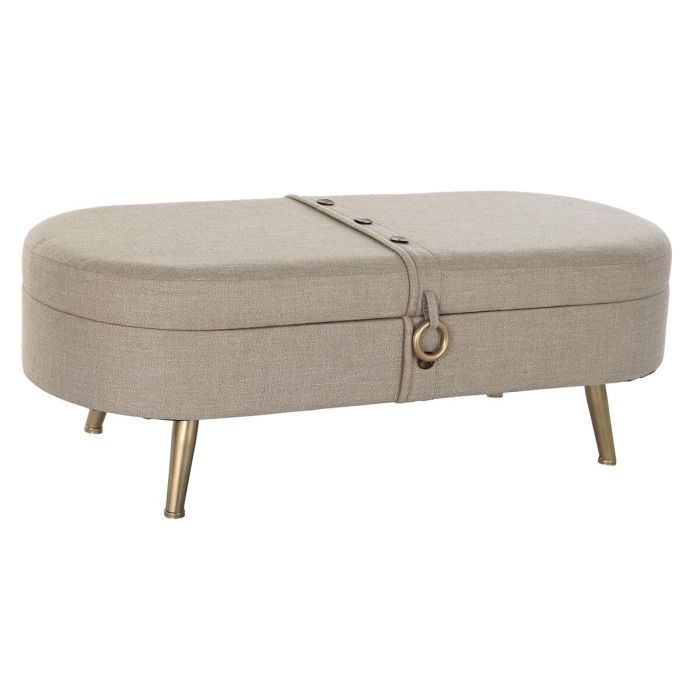 Banco baúl DKD Home Decor 114 x 44 x 40 cm Beige Metal