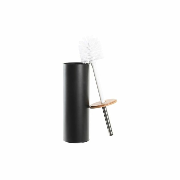 Escobilla para el Baño DKD Home Decor Negro Natural Metal Bambú Loft 9,5 x 9,5 x 38 cm