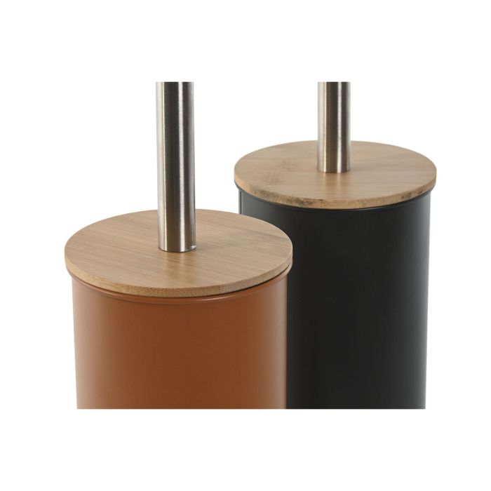 Escobilla para el Baño DKD Home Decor Gris Naranja Metal Bambú Moderno (2 Unidades) 1