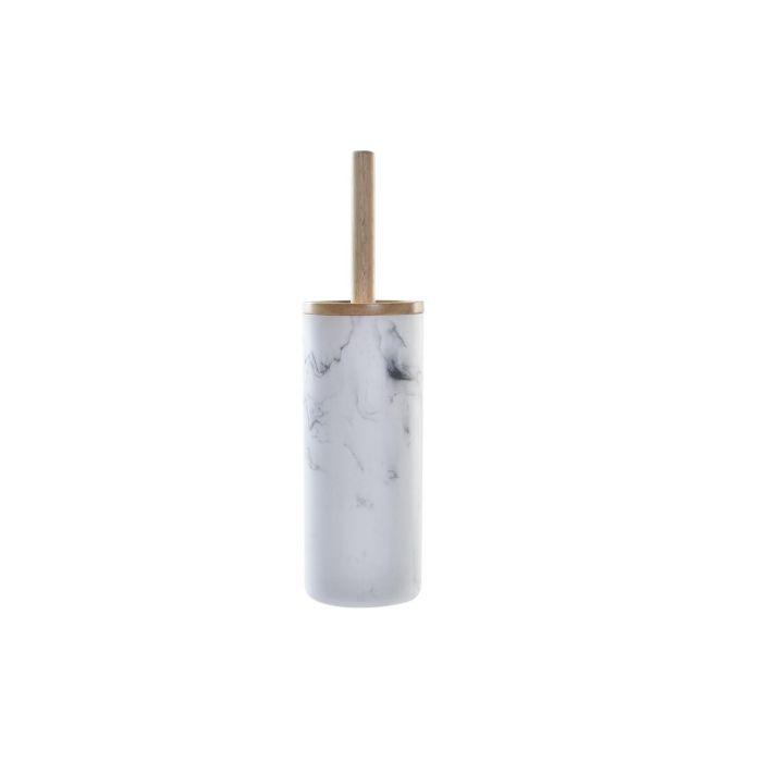 Escobilla para el Baño DKD Home Decor Blanco Natural Metal Resina Caucho Mármol Scandi 30 x 40 cm 10,3 x 10,3 x 38 cm