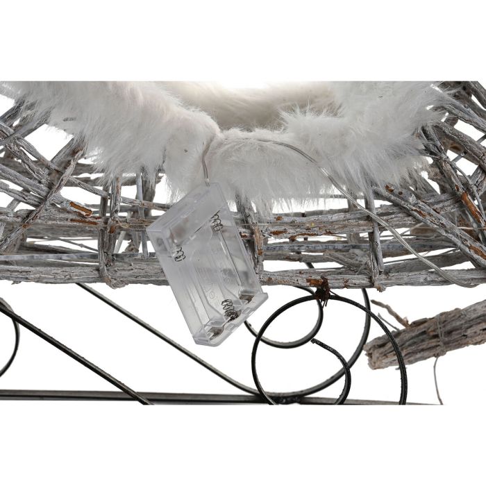 Adorno Navideño DKD Home Decor Reno y trineo Blanco Mimbre Reno 75 x 20 x 53 cm 2