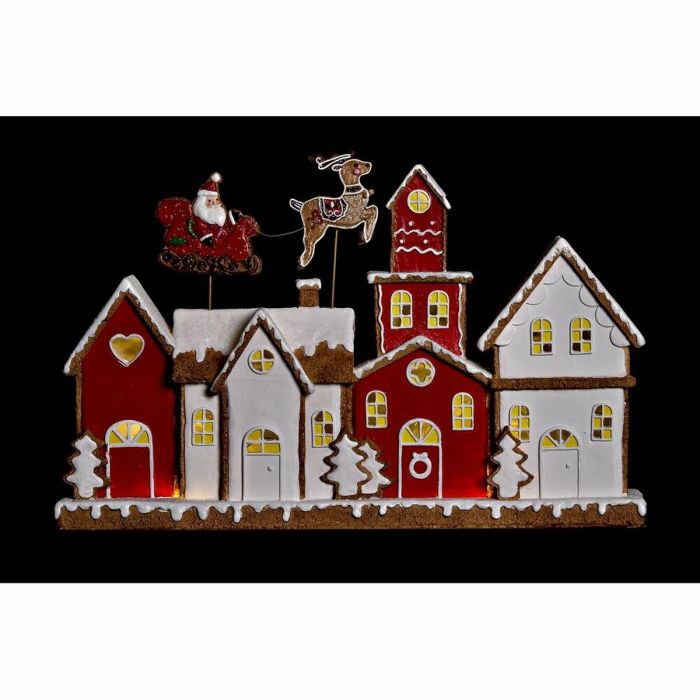 Adorno Navideño DKD Home Decor Casa Blanco Rojo Resina 41 x 7,5 x 27 cm 2