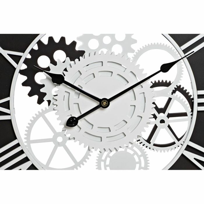 Reloj de Pared DKD Home Decor Madera Negro Blanco Hierro Engranajes (60 x 4 x 60 cm) 1