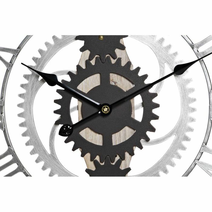 Reloj de Pared DKD Home Decor Plateado Negro MDF Hierro Engranajes Loft (60 x 4 x 60 cm) 1