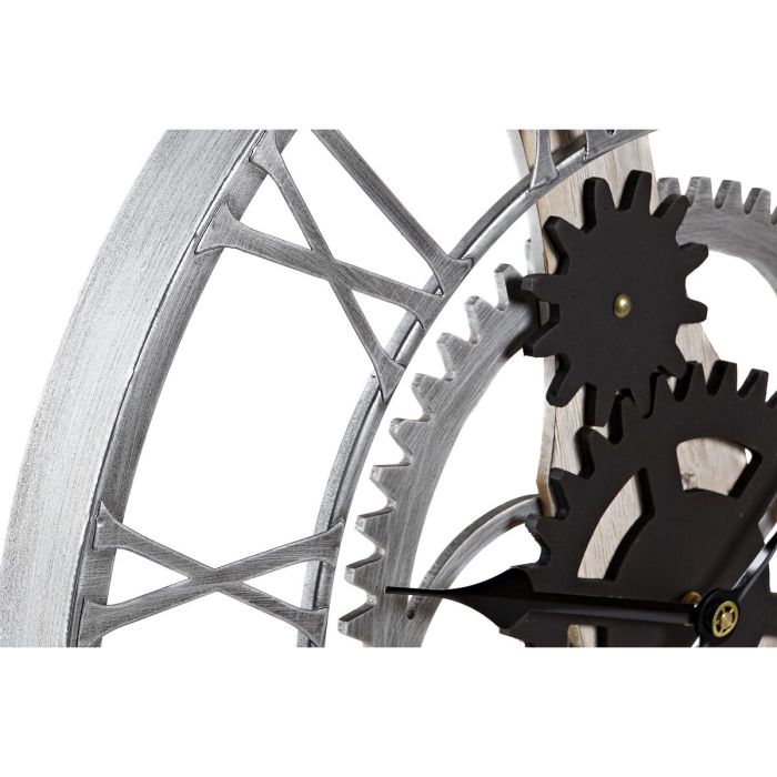 Reloj de Pared DKD Home Decor Plateado Negro MDF Hierro Engranajes Loft (60 x 4 x 60 cm) 2