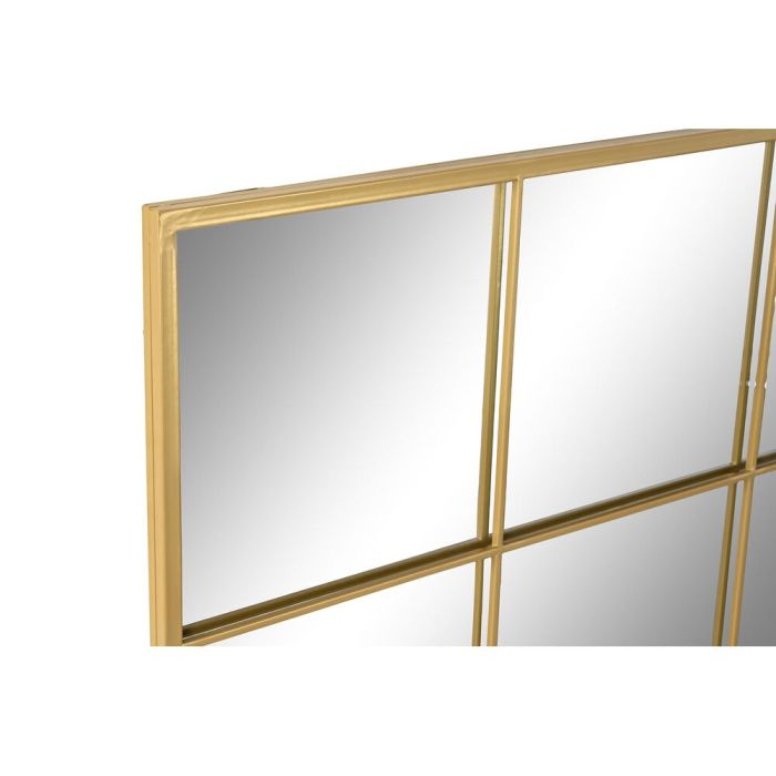 DKD Home Decor Espejo Decorativo de Pared Estilo Loft Ventana Anxi Dorado 90x90x2 cm Hierro Cristal - Pack 2 Unidades
