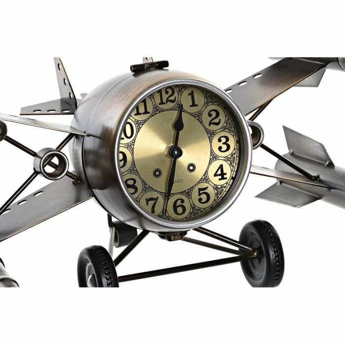 Reloj de Mesa DKD Home Decor Plateado Dorado Hierro Avioneta (38,5 x 28 x 19,5 cm) (2 Unidades) 3