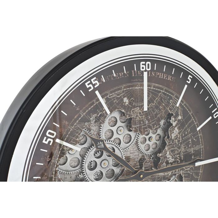 Reloj de Pared DKD Home Decor Mapamundi Marrón Negro Hierro Vintage 59,5 x 8,5 x 59,5 cm 3