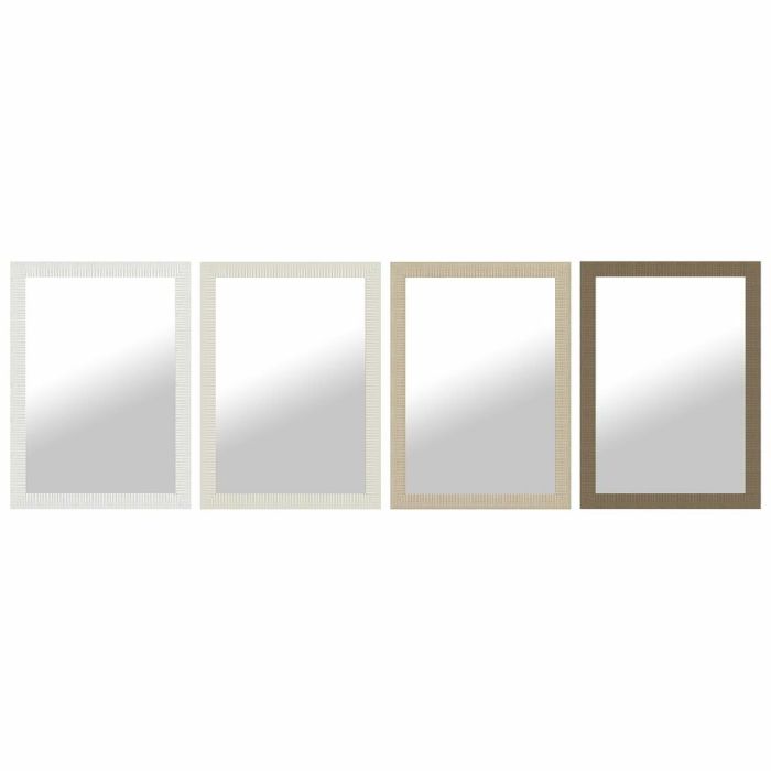 Espejo de pared DKD Home Decor Marrón Negro Gris oscuro Marfil Cristal Poliestireno 70 x 2 x 97 cm (4 Unidades)