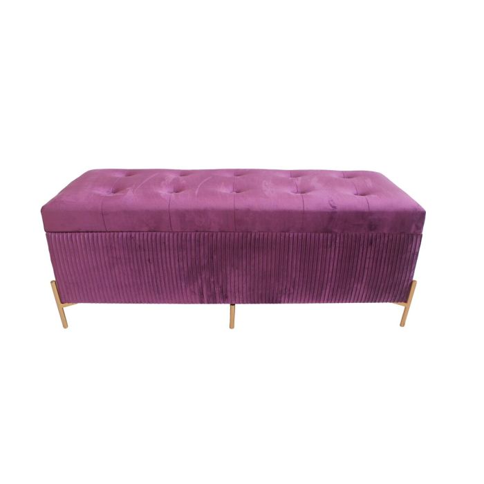 Butaca Pie de Cama DKD Home Decor Dorado Púrpura Madera MDF 115 x 43 x 46 cm