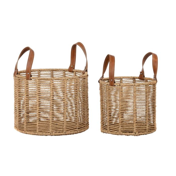 Cesta Balines DKD Home Decor Marron Natural 32 x 39 x 32 cm Set de 2