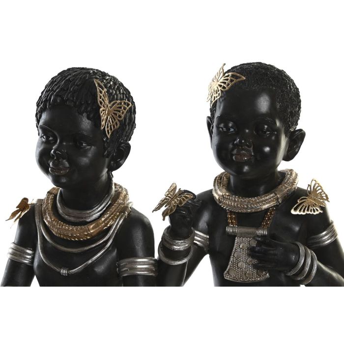 Figura Decorativa DKD Home Decor 20,5 x 18 x 35 cm Negro Colonial Africana (2 Unidades) 1