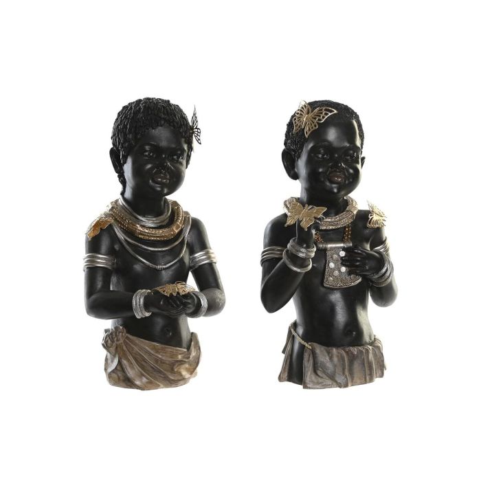 Figura Colonial DKD Home Decor Negro 18 x 35 x 20.5 cm (2 Unidades)