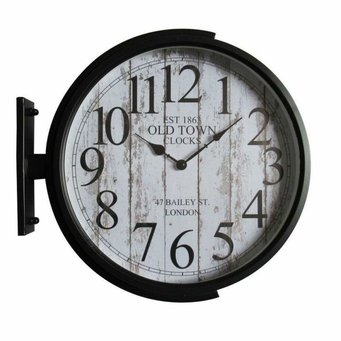 Reloj de Pared DKD Home Decor Cristal Negro Dorado Hierro Loft (1) (45 x 6 x 45 cm)