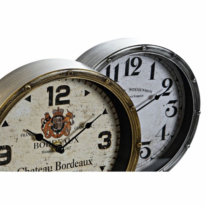 Reloj de Mesa DKD Home Decor Cristal Plateado Dorado Metal (20,5 x 13,5 x 28 cm) (2 Unidades) 1