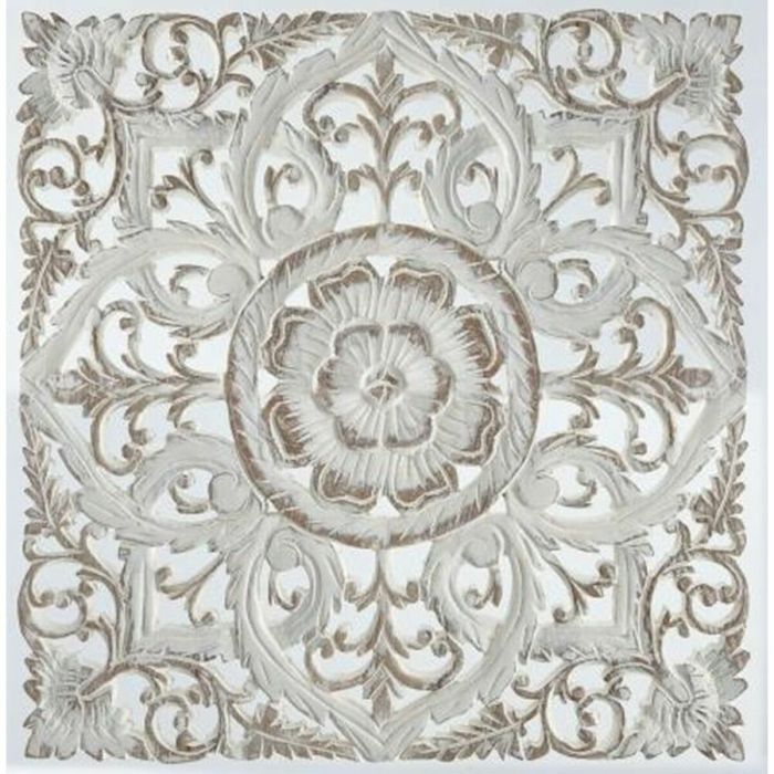 Decoración de Pared DKD Home Decor Blanco Mandala Madera MDF (60 x 2 x 60 cm)