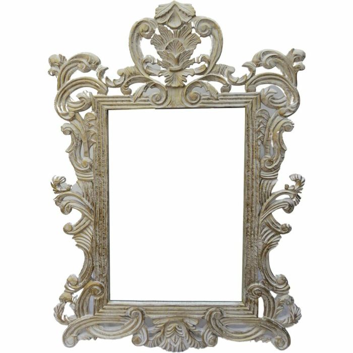 Espejo de pared DKD Home Decor Blanco Cristal Madera de mango Neoclásico Decapé 90 x 3 x 135 cm 1