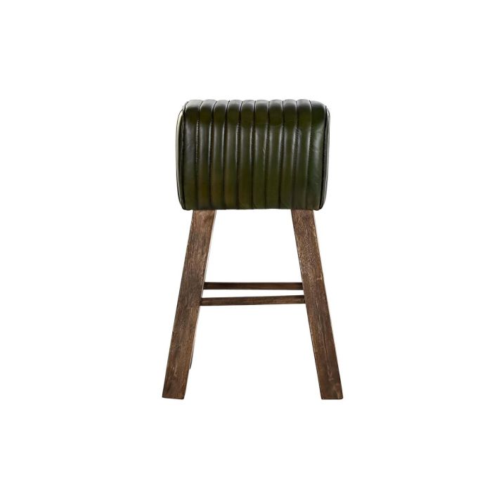 Taburete DKD Home Decor Madera Marrón Piel Verde (41 x 30 x 79 cm) 2