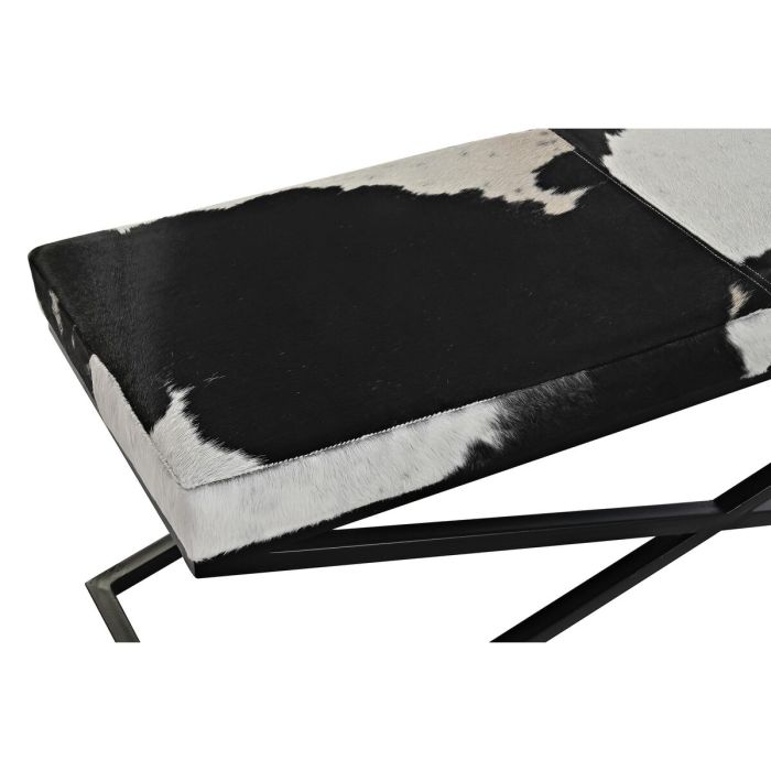 Butaca Pie de Cama DKD Home Decor Negro Beige Metal Marrón Piel Blanco Colonial (120 x 40 x 50 cm) 3