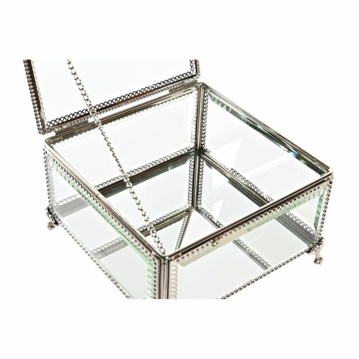 Caja-Joyero DKD Home Decor Cristal Metal 16 x 16 x 10 cm Plateado Transparente 1