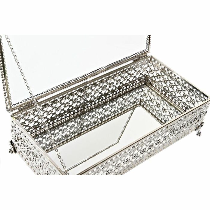 Caja-Joyero DKD Home Decor Cristal Plateado Metal (25,5 x 12,5 x 7,5 cm) 1