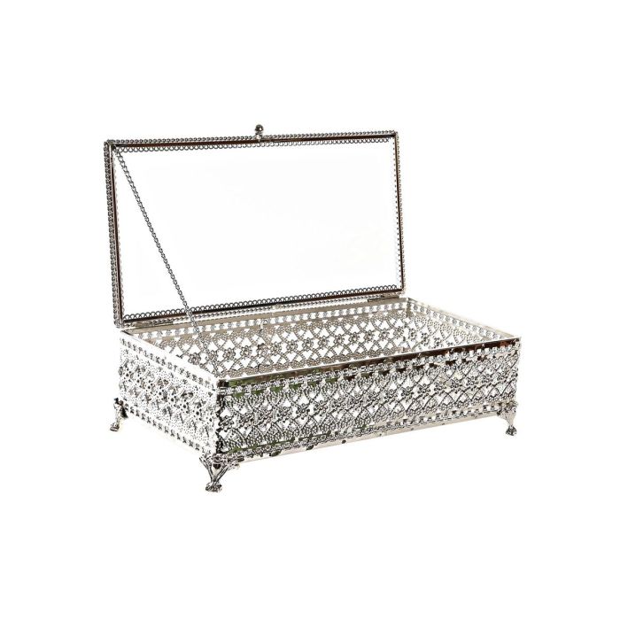 Caja-Joyero DKD Home Decor Cristal Plateado Metal (25,5 x 12,5 x 7,5 cm) 2