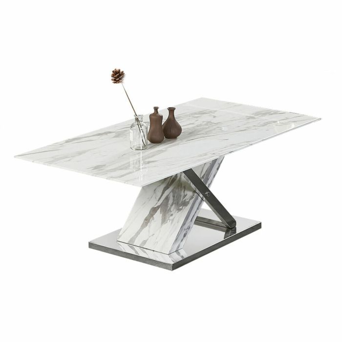 Mesa de Comedor DKD Home Decor Cristal Plateado Gris Acero Blanco 180 x 90 x 78 cm 1