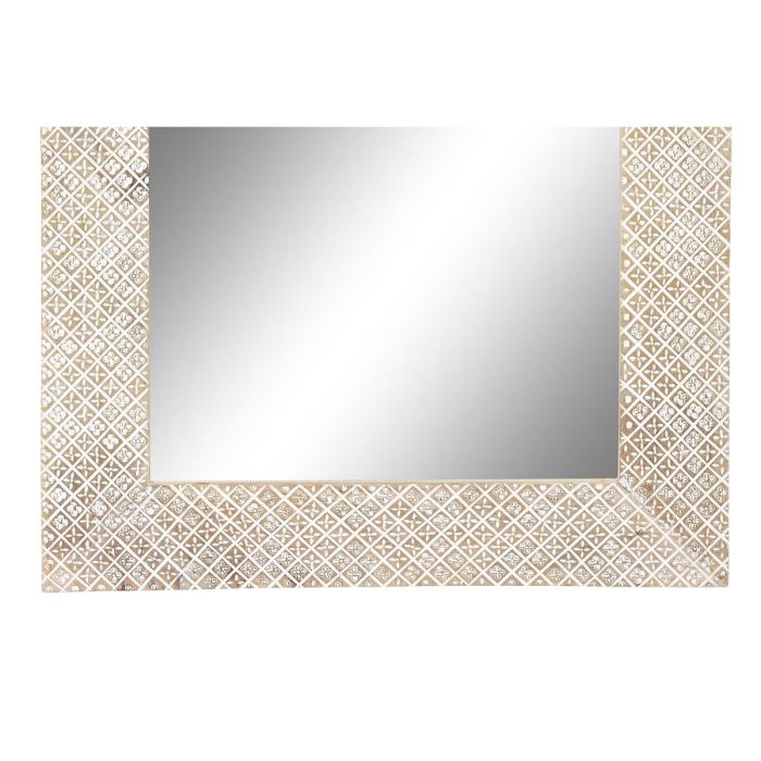 Espejo de pared DKD Home Decor Natural Blanco Madera de mango (76,5 x 3 x 122 cm) 1