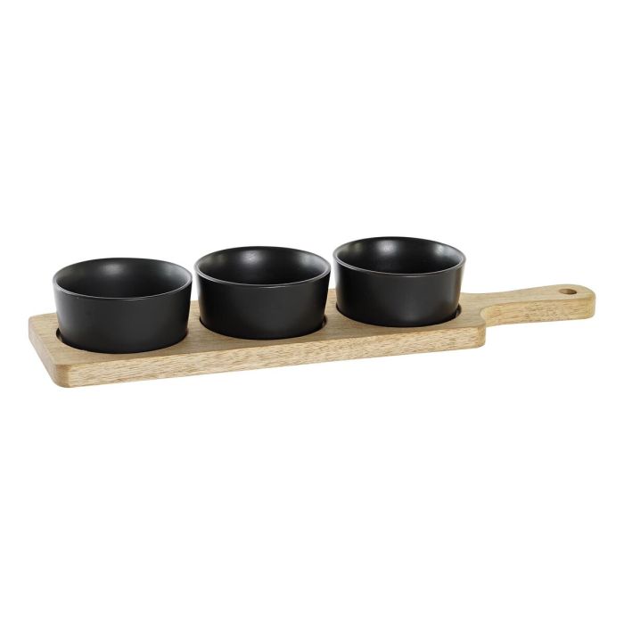 Juego de Utensilios de Cocina DKD Home Decor Madera de caucho Gres 3 Piezas  10 x 10 x 14 cm (5 Unidades)